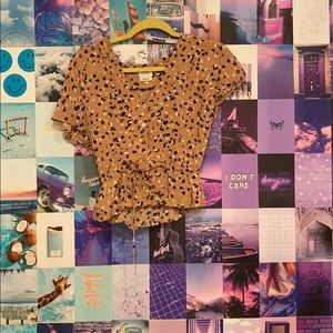 RVCA Pink Top with Black and Gold Details